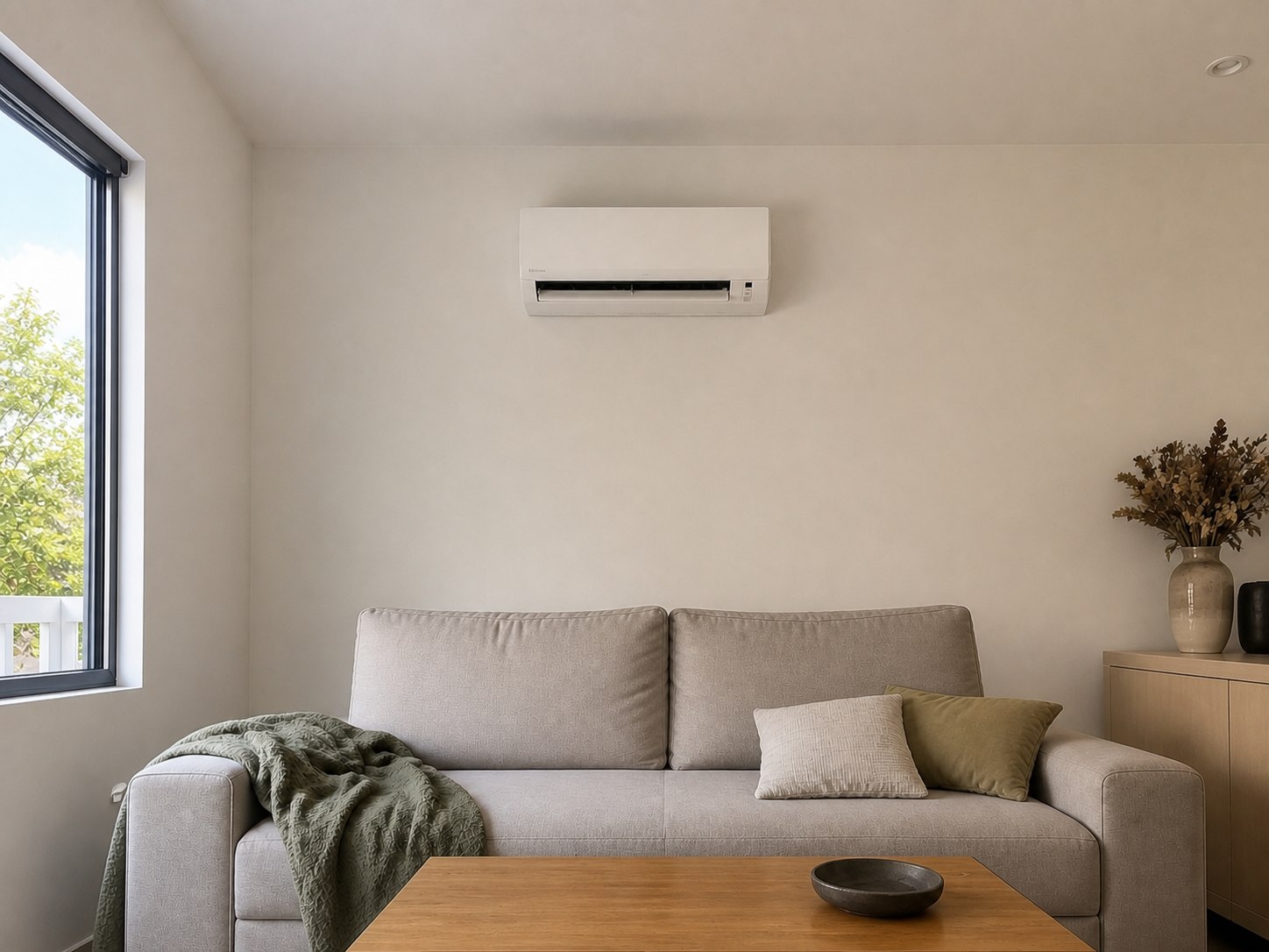 Climatisation réversible installée dans un salon